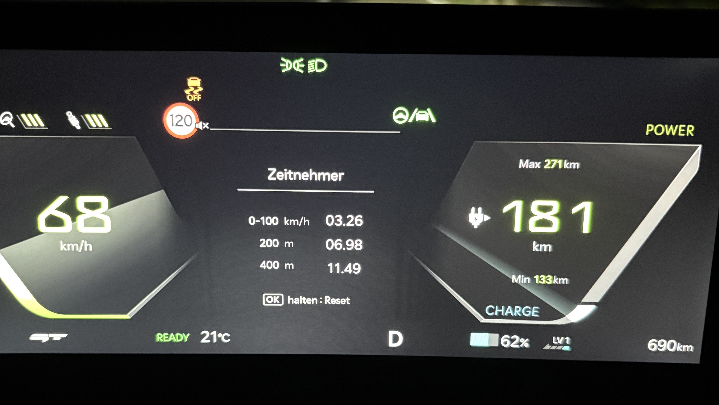 EV6GT / 0-100 - bei 62%